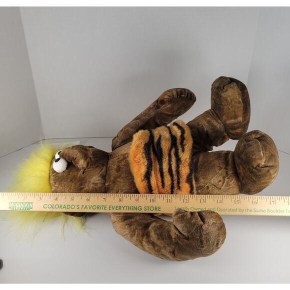 Chosun Caveman Troll Plush 16" Yellow Hair Tiger Print Outfit Stuffed Toy VTG - Picture 2 of 13